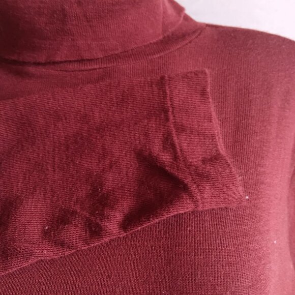 Women's Large Vintage 70's Single Stitch Brown Turtleneck Zipback Pullover - Picture 7 of 9